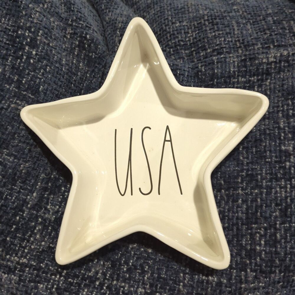 RAE DUNN Artisan Collection “USA" White W/ Black Letters Star Table Decoration